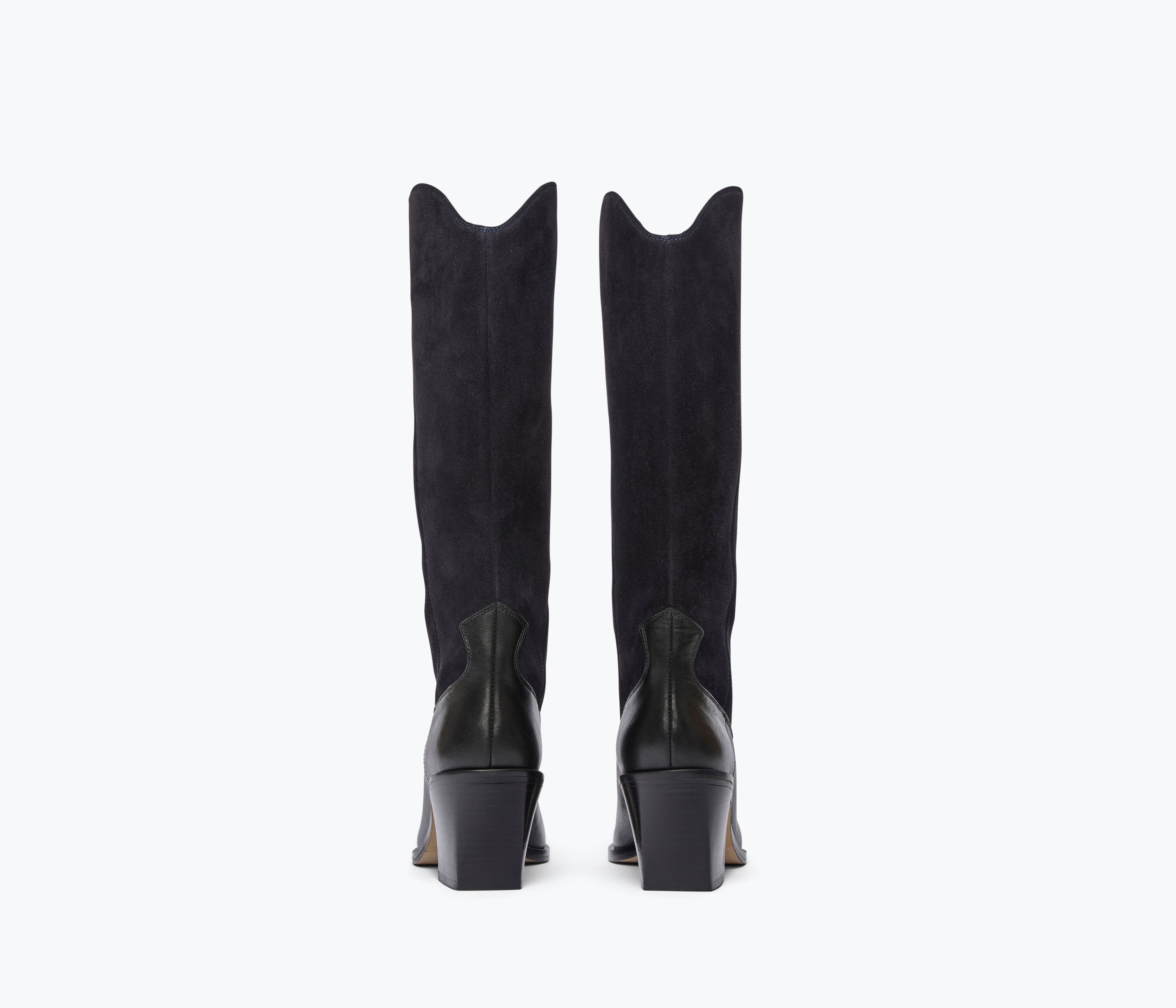 NANCIE boot in navy suede combo, back view