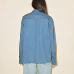 NICOLE shirt in light denim, styled on figure