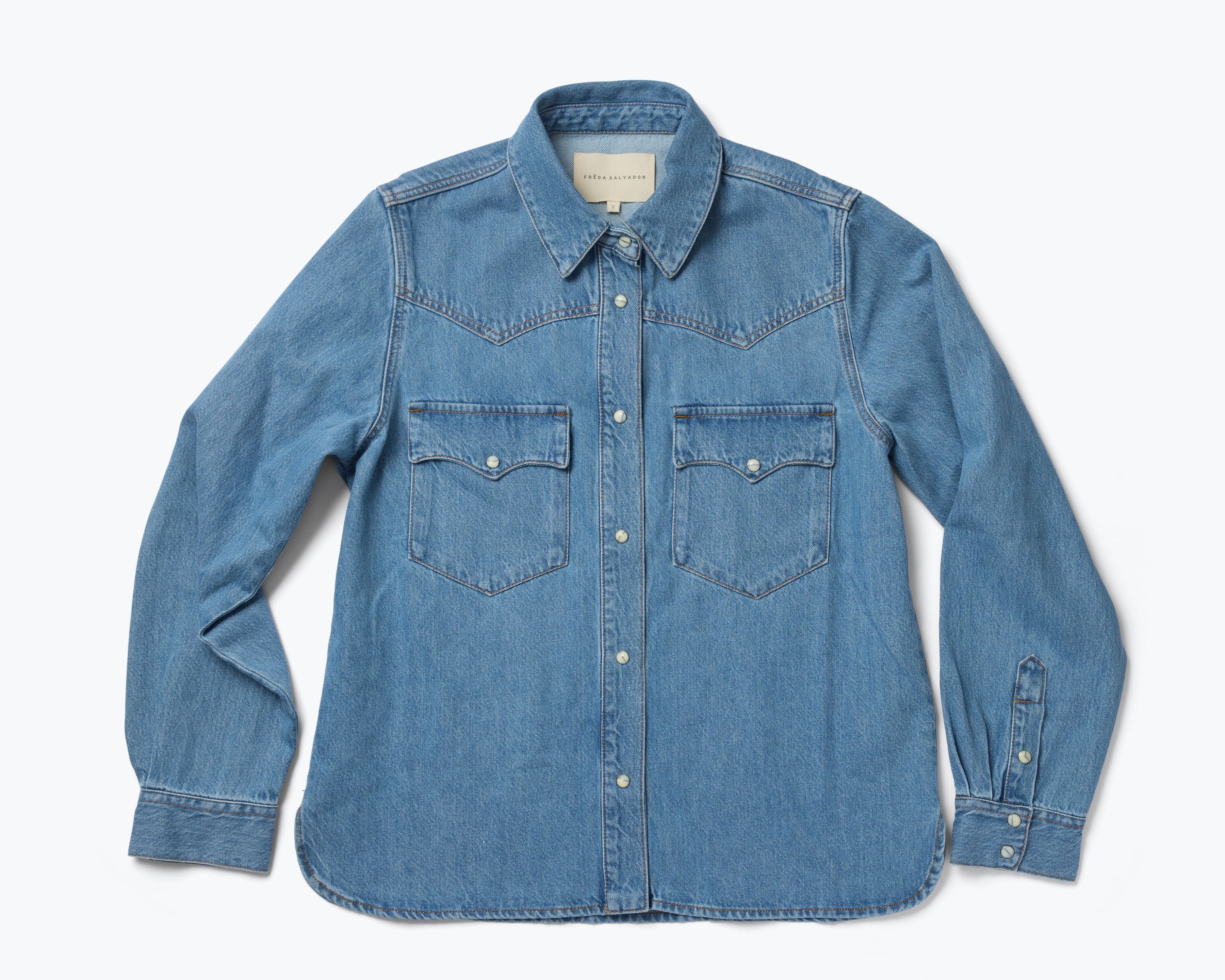 NICOLE shirt in light denim, front view
