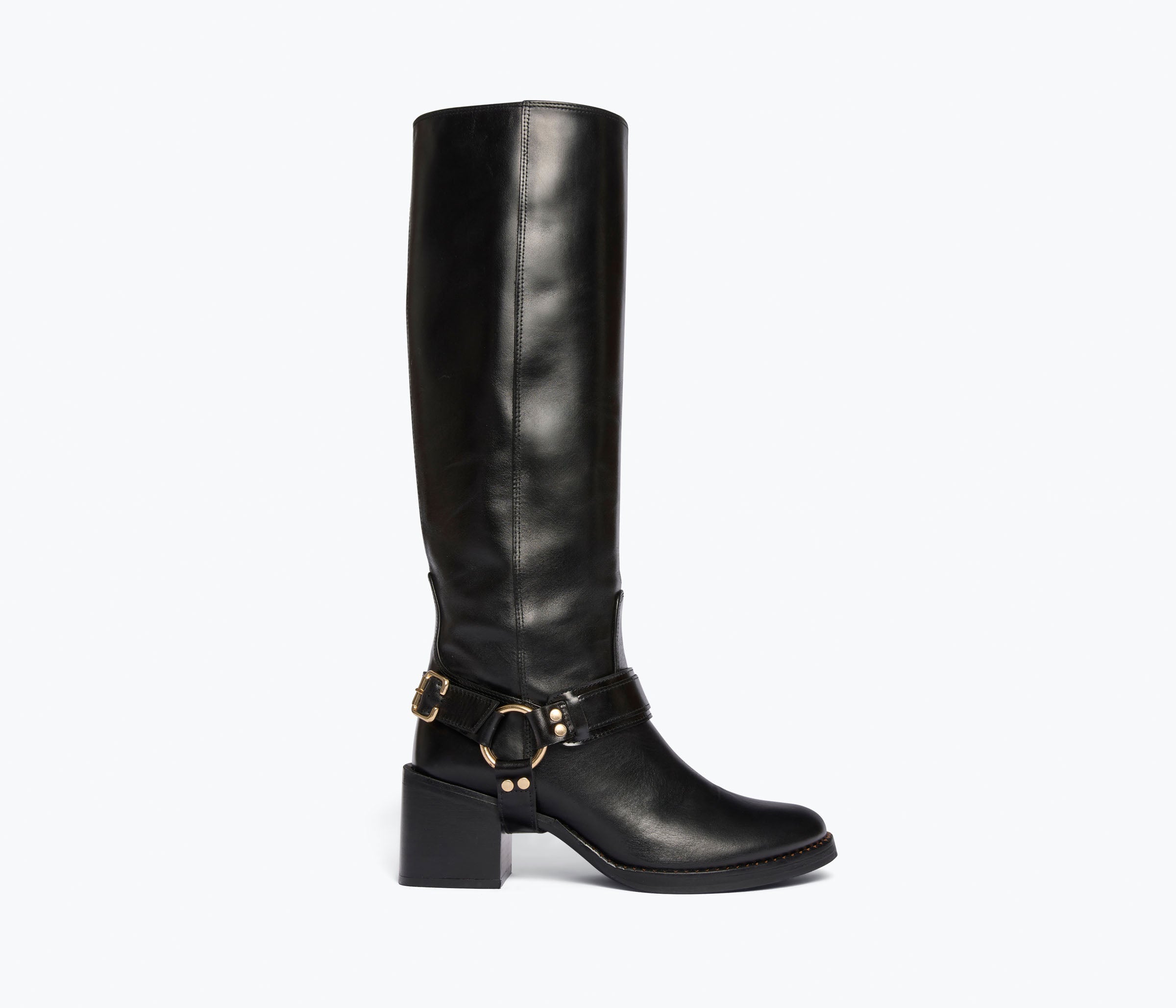 NINA riding boot in Black Calf, front view