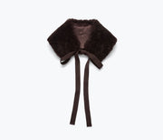 PAIGE shearling collar in Dark Shearling Collar, front view