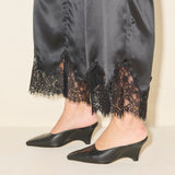 PEYTON mid heel wedge mule in black nappa leather, on figure