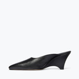 PEYTON mid heel wedge mule in black nappa leather, inside view