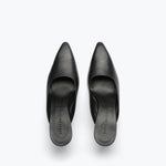 PEYTON mid heel wedge mule in black nappa leather, top view