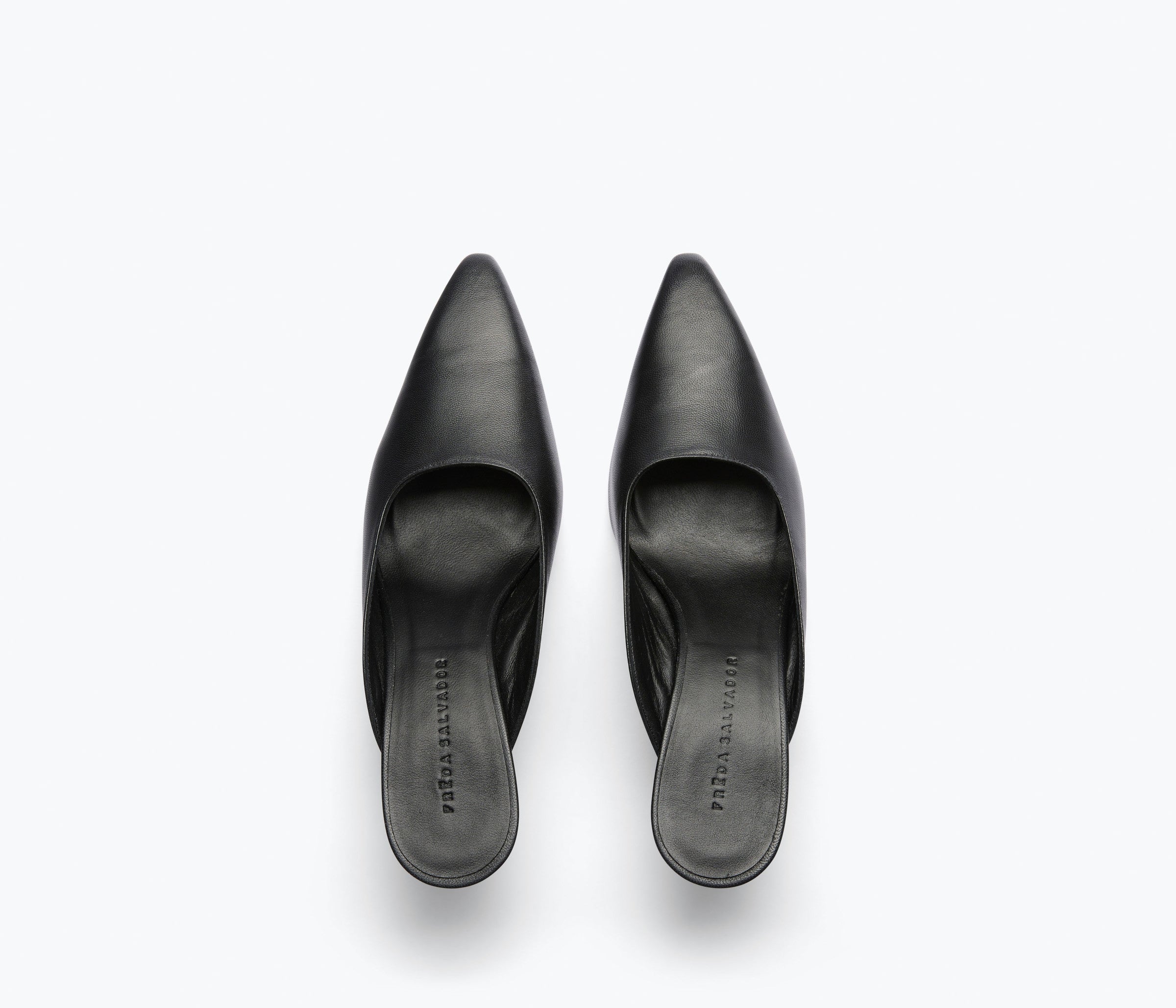 PEYTON mid heel wedge mule in black nappa leather, top view