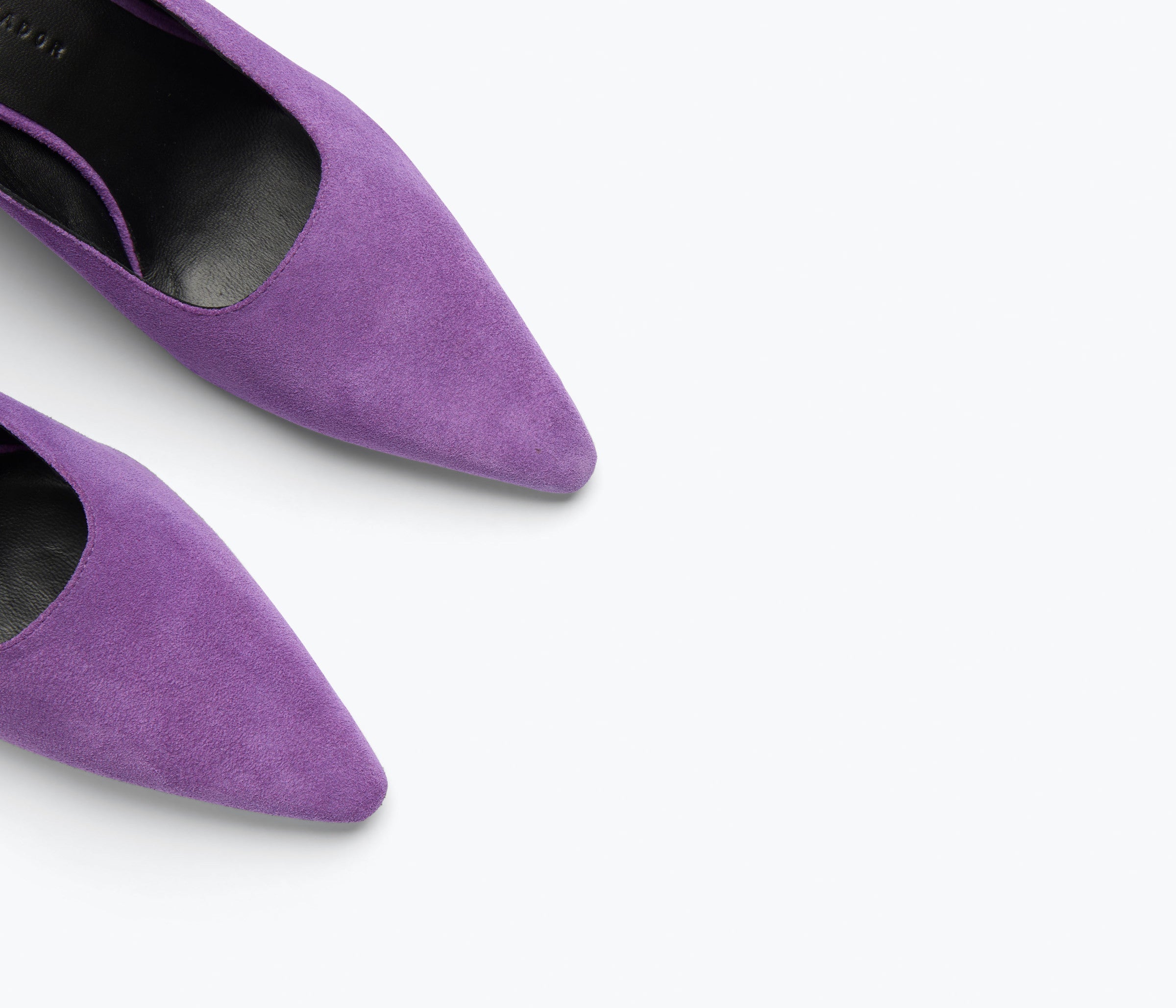 PEYTON mid heel wedge mule in purple suede, detail view