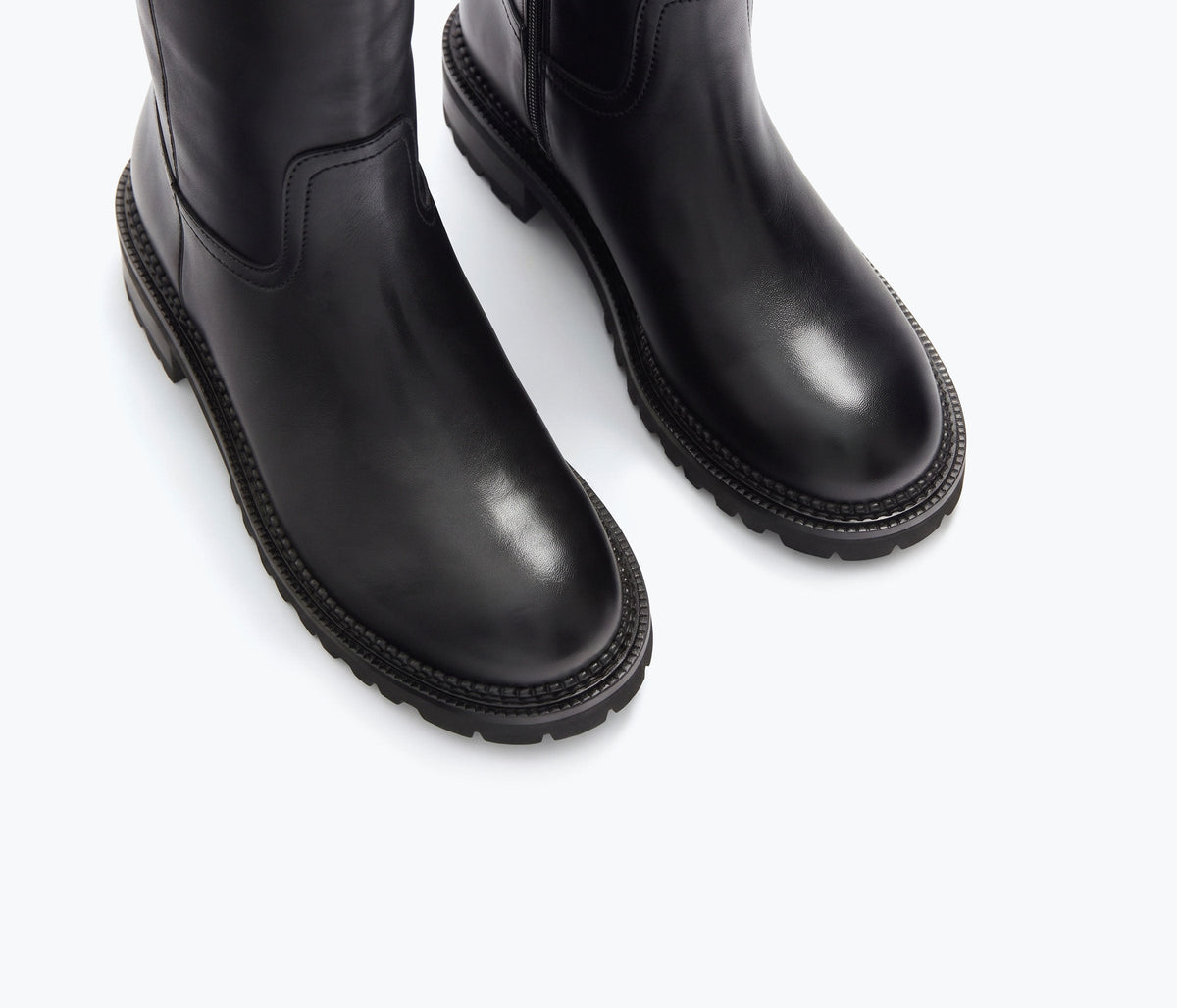 QUINN rain resistant tall boot in Black Calf WR, detail view