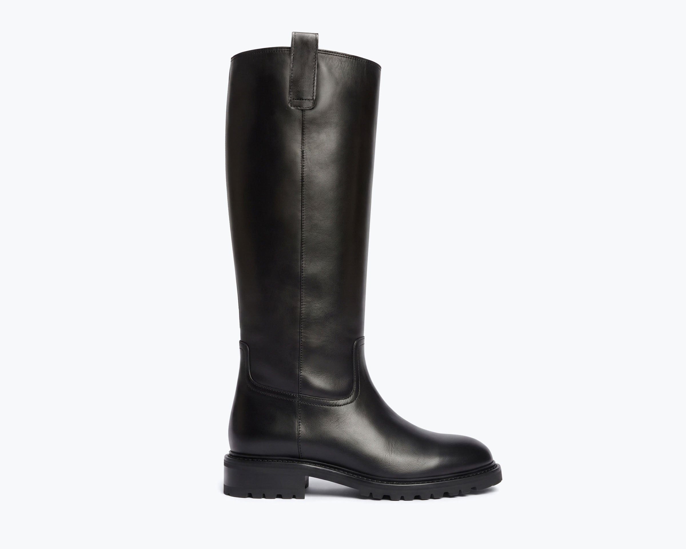 QUINN rain resistant tall boot in Black Calf WR, front view