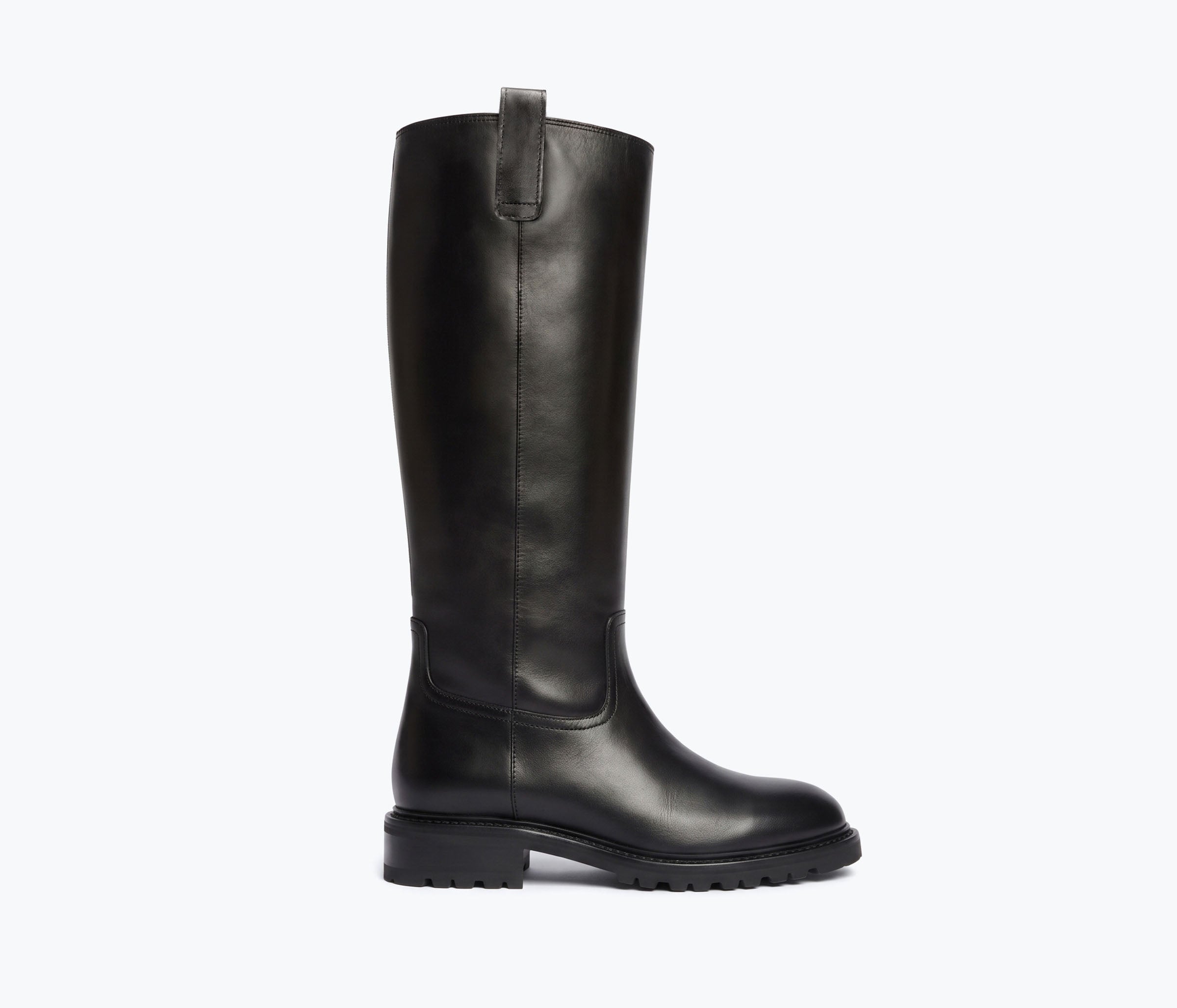 QUINN rain resistant tall boot in Black Calf WR, front view