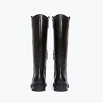 QUINN rain resistant tall boot in Black Calf WR, back view