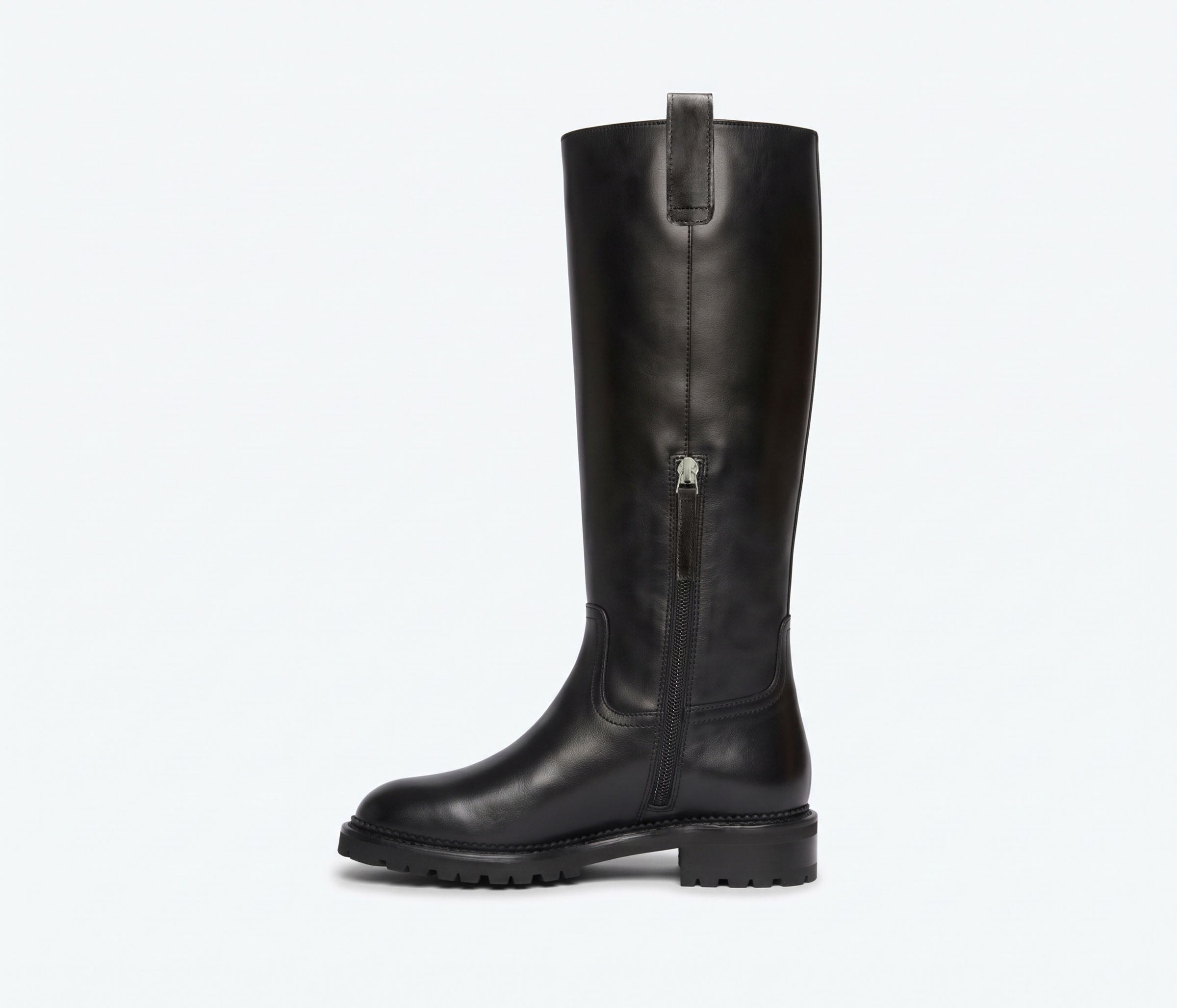 QUINN rain resistant tall boot in Black Calf WR, inside view