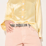 Freda Salvador Rebecca belt with zebra print and hair-textured strap, stylish accessory for casual and dressy outfits.