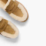 ROSA lug loafer mule in Hazel Suede with Shearling, detail view