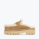 ROSA lug loafer mule in Hazel Suede with Shearling, inside view