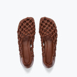 SALLY WOVEN LEATHER FLAT, [product-type] - FREDA SALVADOR Power Shoes for Power Women
