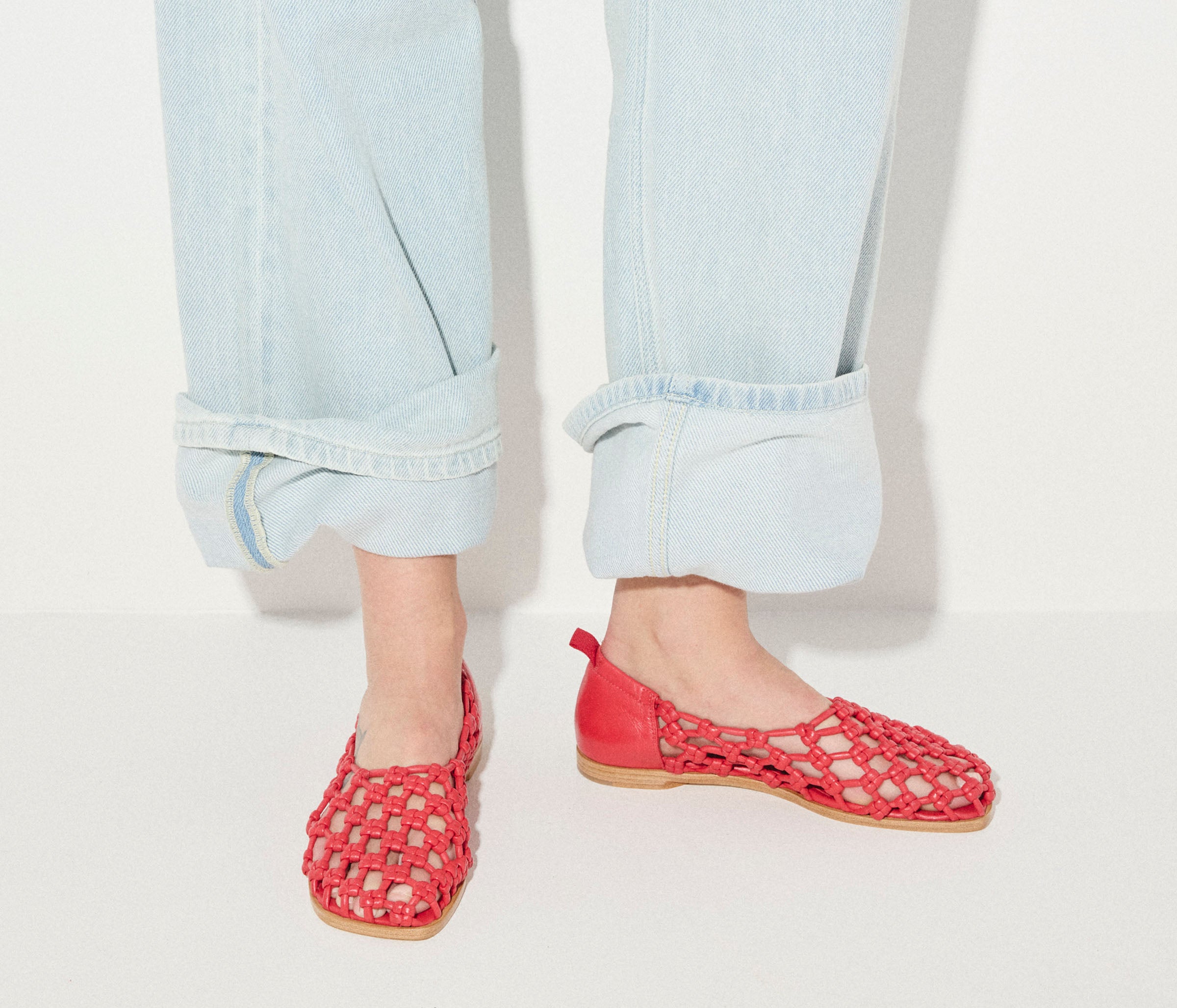 SALLY WOVEN LEATHER FLAT, [product-type] - FREDA SALVADOR Power Shoes for Power Women