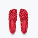 SALLY WOVEN LEATHER FLAT, [product-type] - FREDA SALVADOR Power Shoes for Power Women