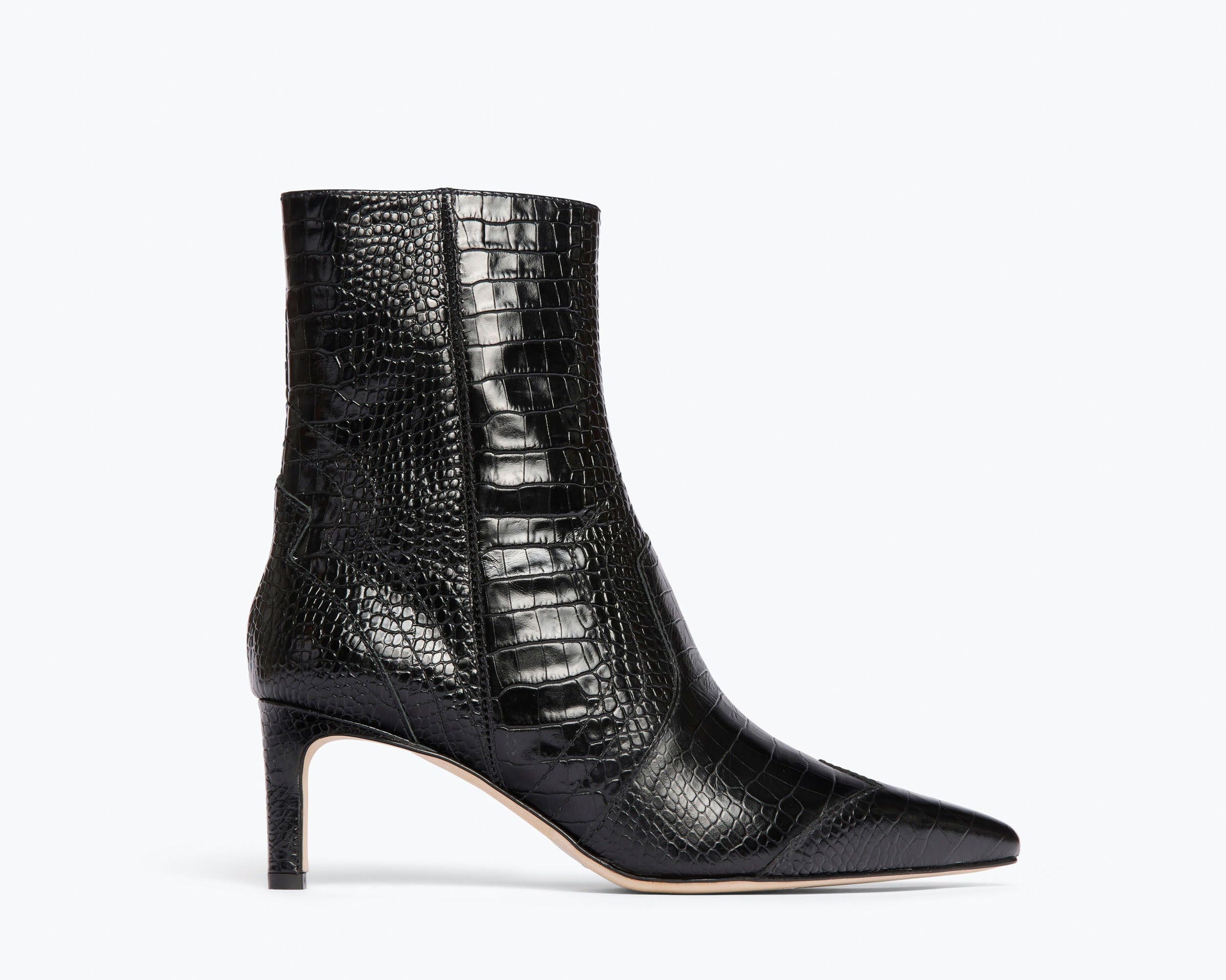 SHAINA boot in Black Embossed Croc, front view