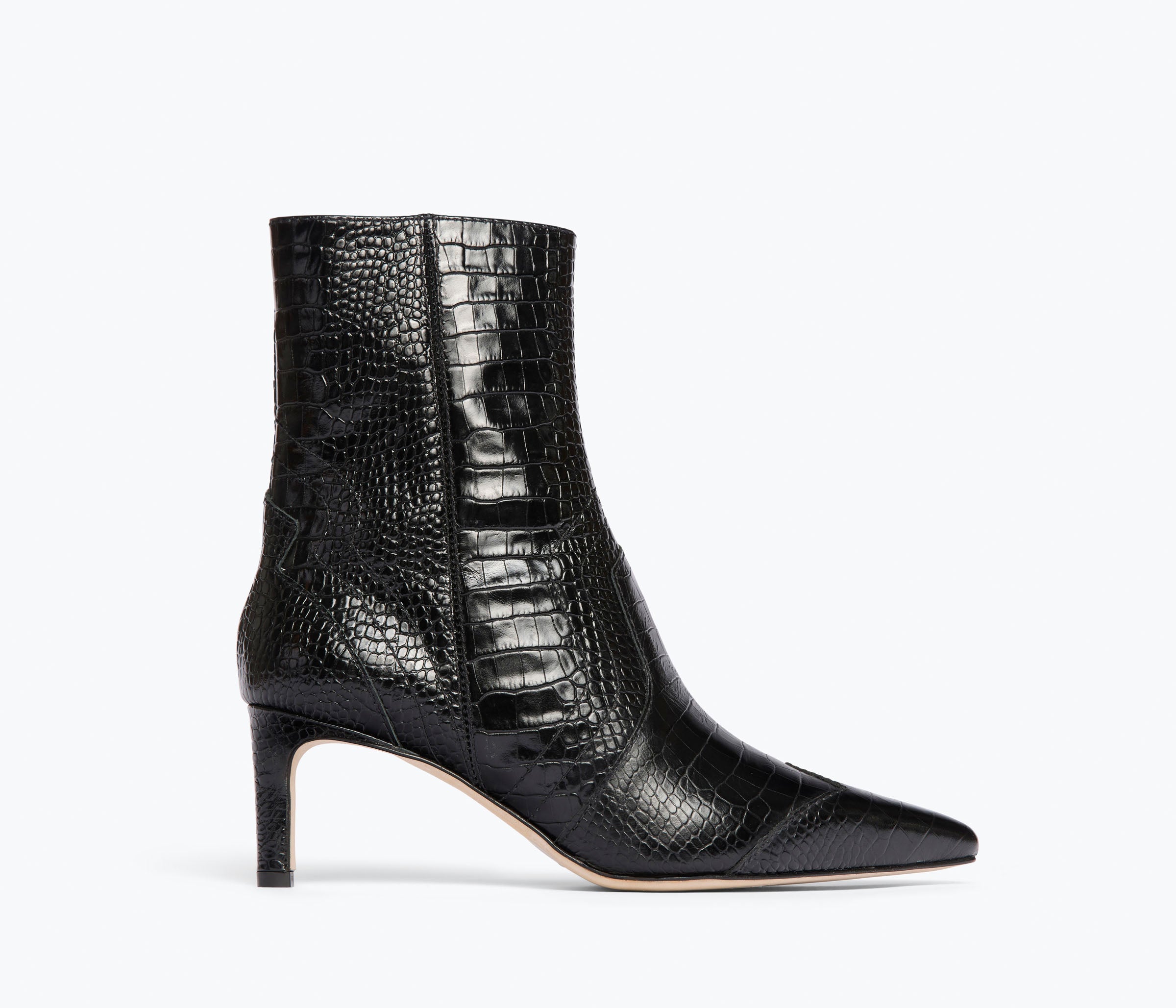 SHAINA boot in Black Embossed Croc, front view