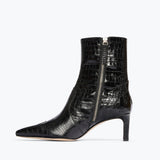 SHAINA boot in Black Embossed Croc, inside view