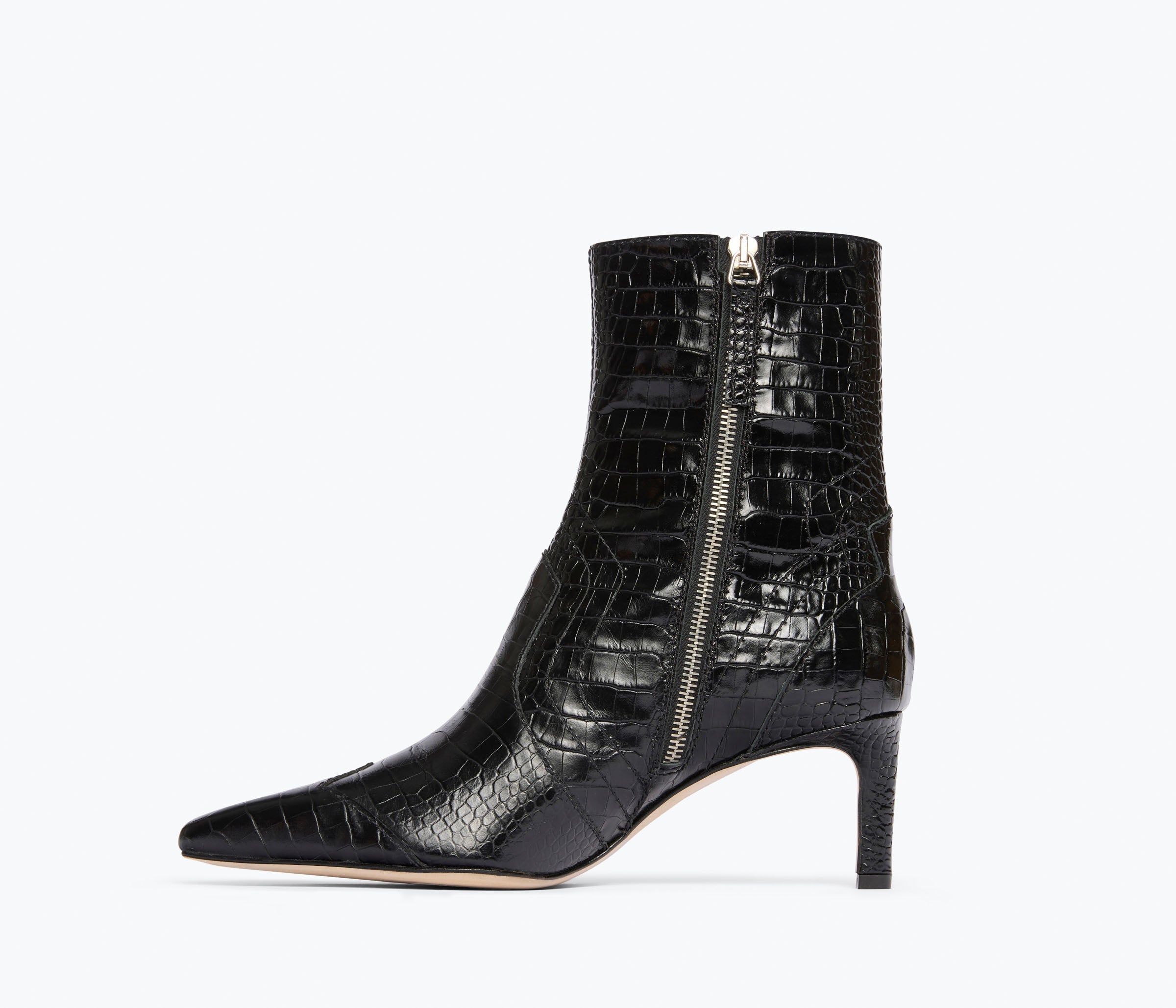 SHAINA boot in Black Embossed Croc, inside view