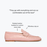 Freda Salvador Sydney ruched penny loafer in blush crinkle calf leather
