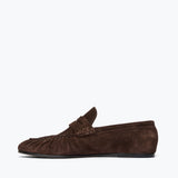 SYDNEY ruched penny loafer in espresso suede, inside view