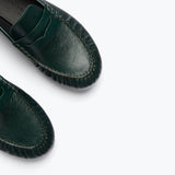SYDNEY ruched penny loafer in everest crinkle calf leather, detail view