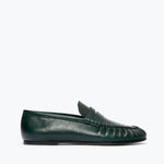 SYDNEY ruched penny loafer in everest crinkle calf leather, front view
