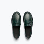 SYDNEY ruched penny loafer in everest crinkle calf leather, top view