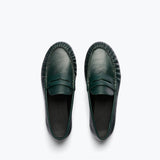 SYDNEY ruched penny loafer in everest crinkle calf leather, top view
