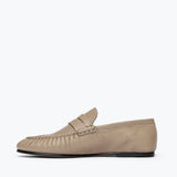 SYDNEY ruched penny loafer in mushroom crinkle calf leather, inside view