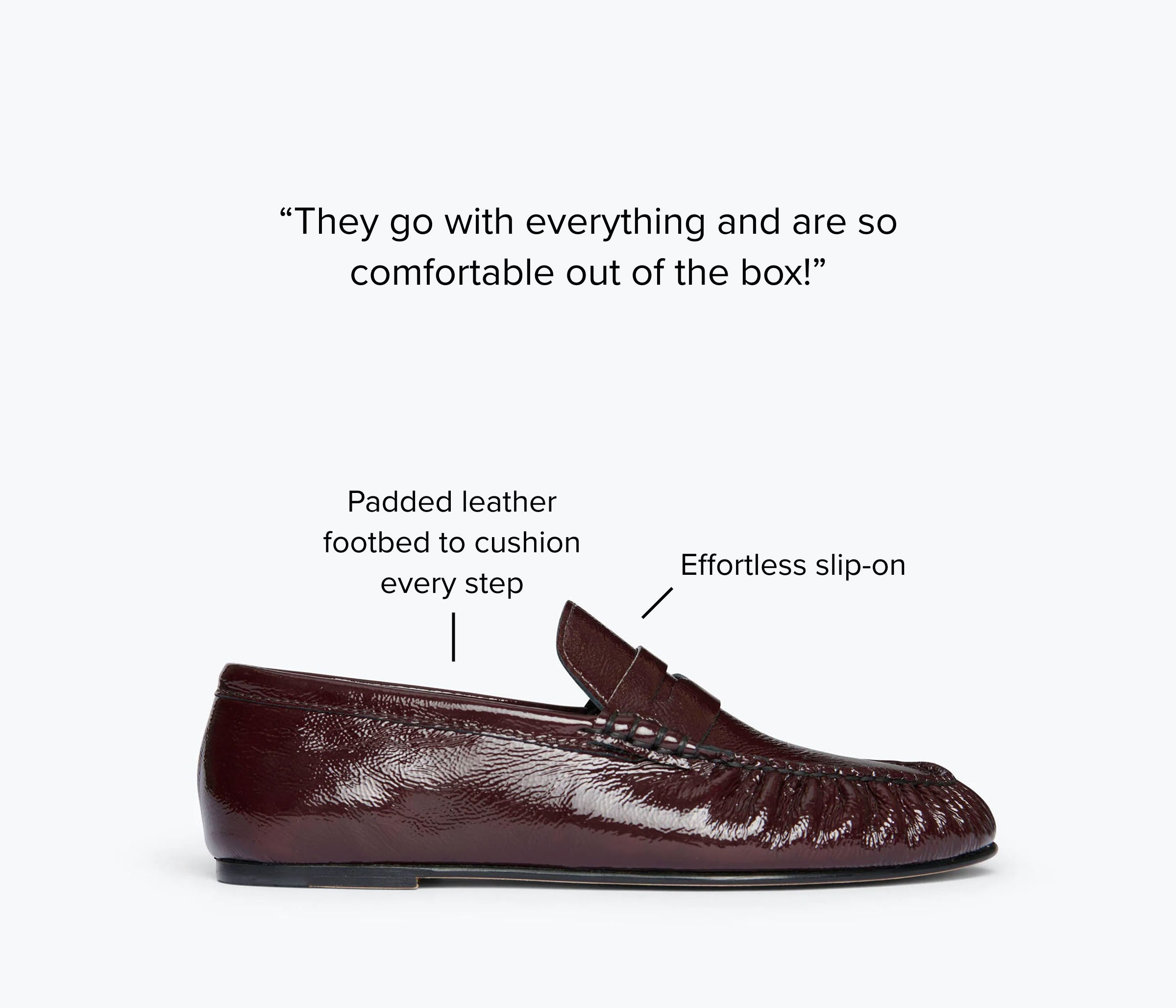 Freda Salvador Sydney ruched penny loafer in wine crinkle calf leather