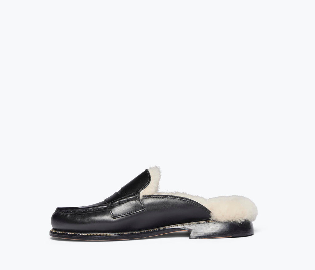 TEMI SHEARLING PENNY LOAFER MULE | FREDA SALVADOR