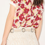 Freda Salvador TESS BELT in Sahara suede, featuring a sleek design and gold buckle, shown on a neutral background.