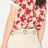Freda Salvador TESS BELT in Sahara suede, featuring a sleek design and gold buckle, shown on a neutral background.