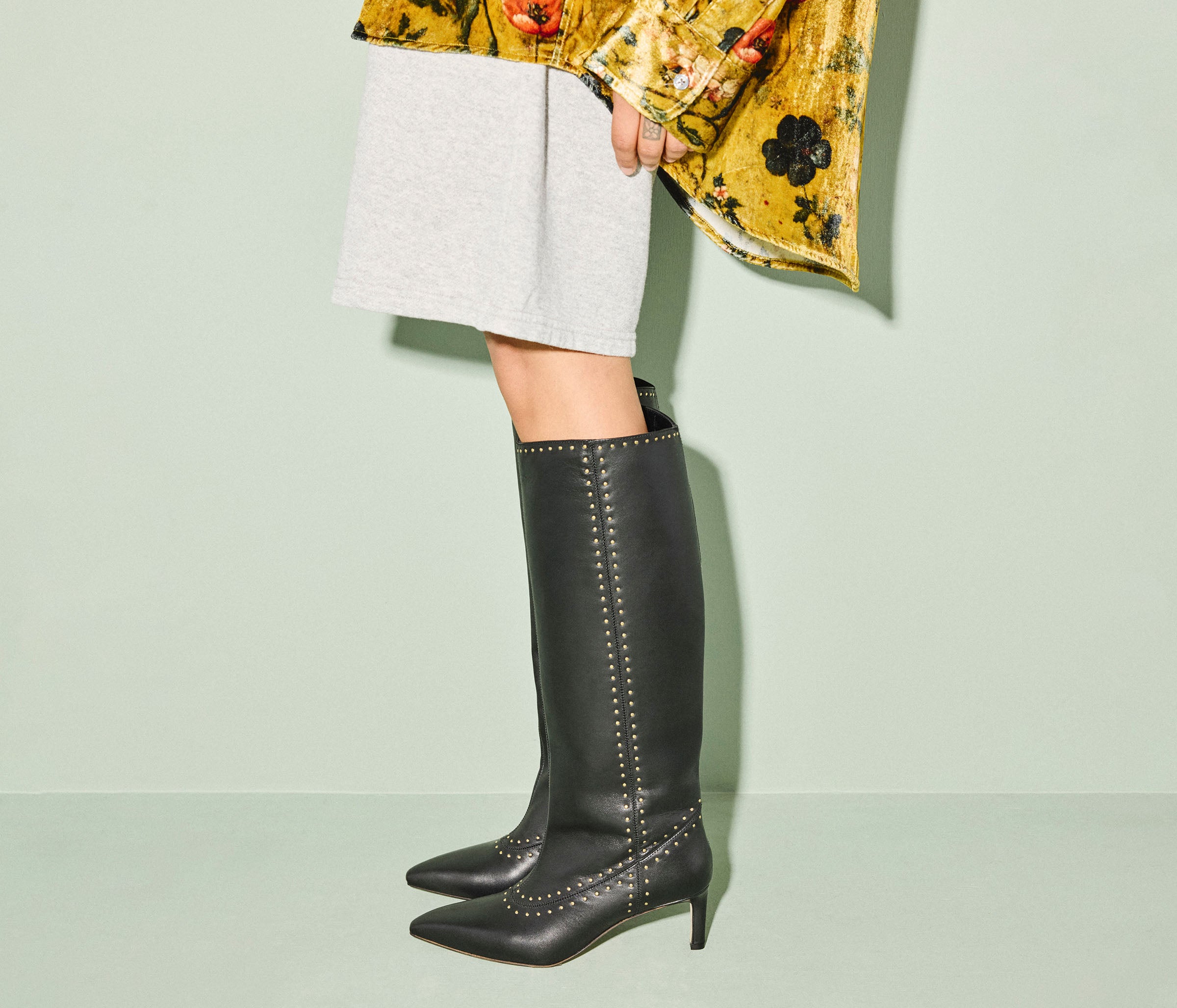 TILLY STUDDED TALL BOOT, [product-type] - FREDA SALVADOR Power Shoes for Power Women