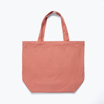 Limited edition Freda Salvador illustrated tote bag in dusty rose with detailed marketing material design on the back.