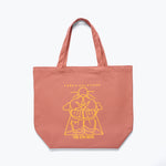 Freda Salvador limited edition illustrated tote bag in dusty rose color, showcasing artistic design on front.