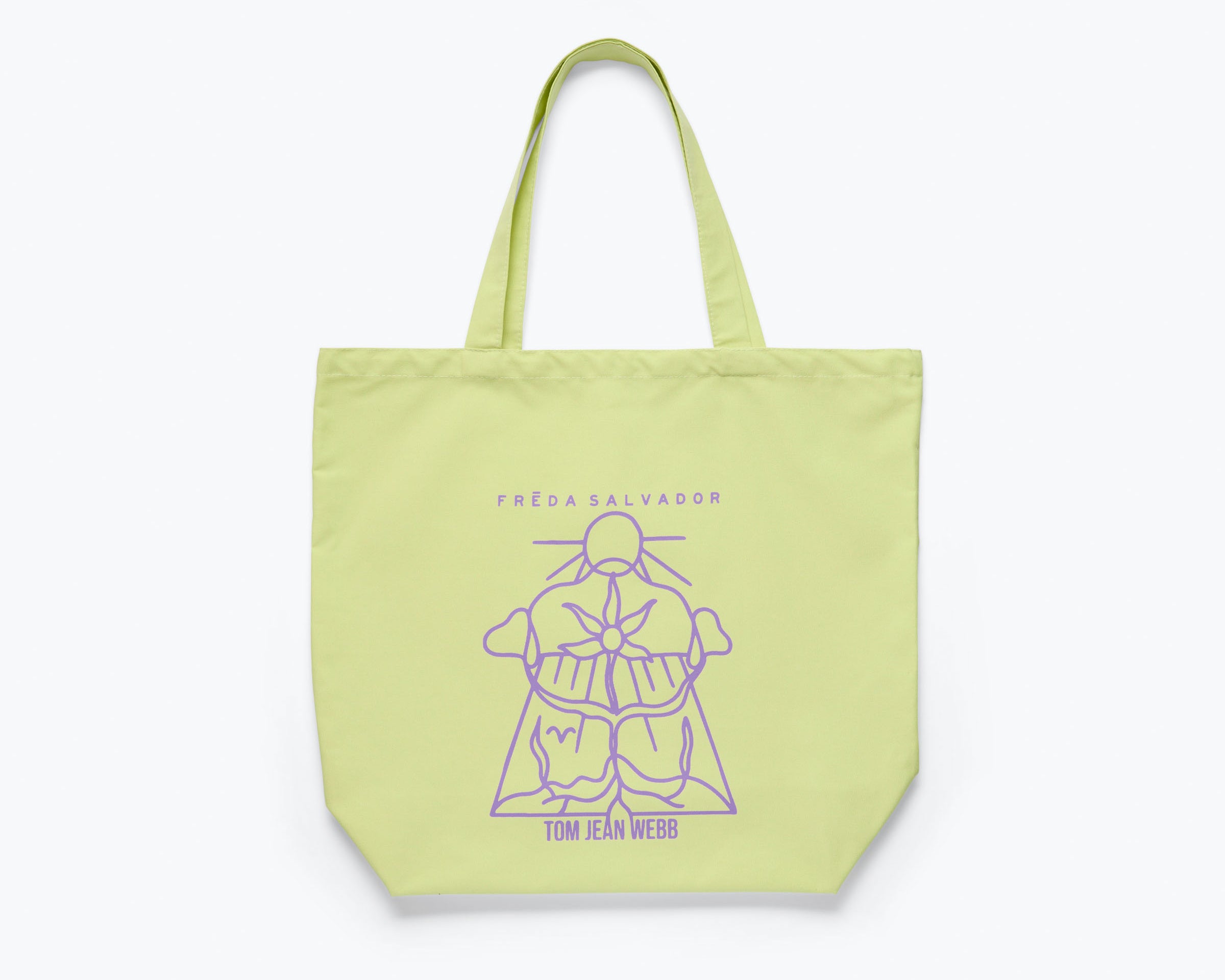 Freda Salvador limited edition illustrated tote bag in mint canvas with detailed artwork on the front, stylish accessories for everyday use.