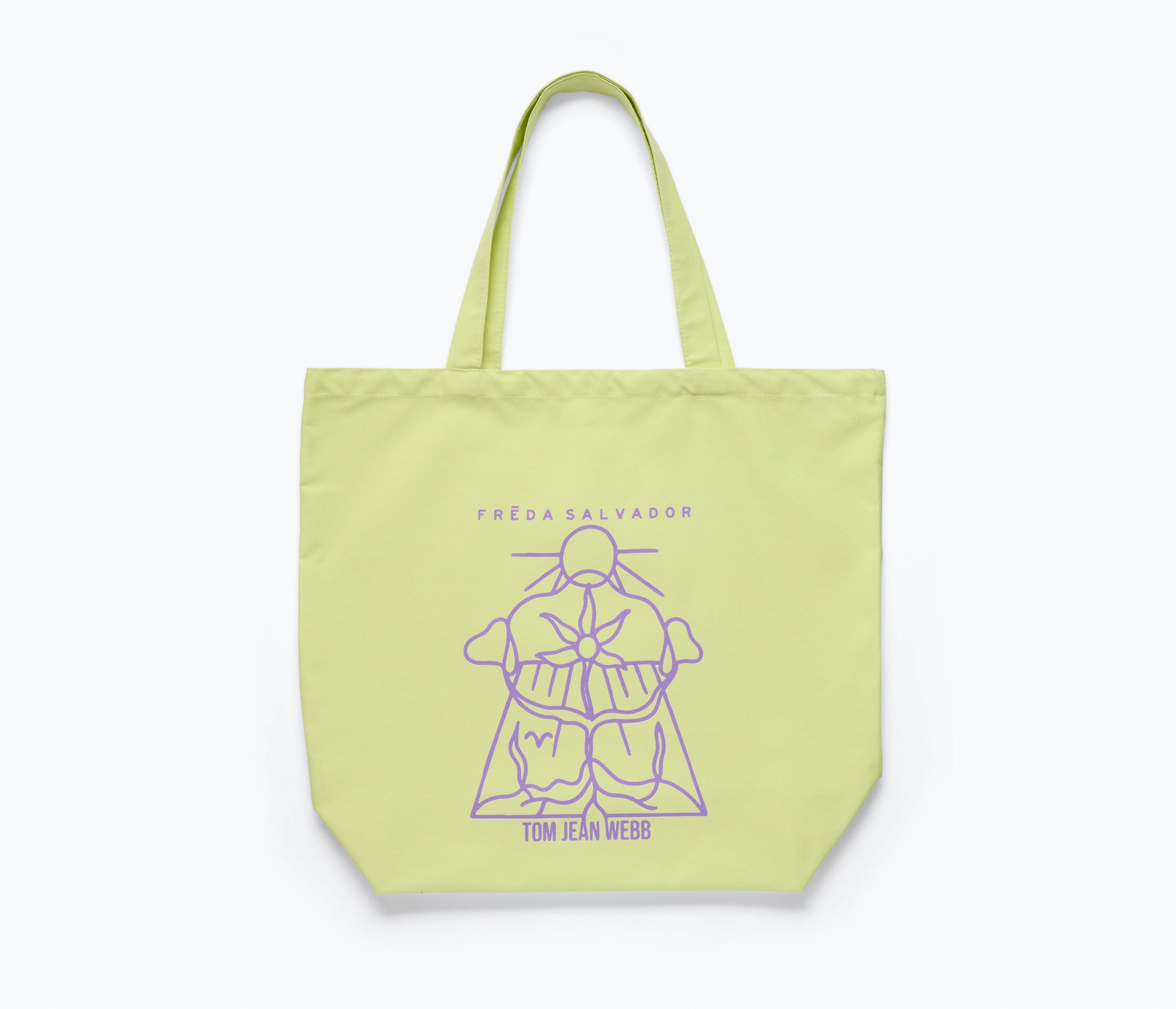 Freda Salvador limited edition illustrated tote bag in mint canvas with detailed artwork on the front, stylish accessories for everyday use.