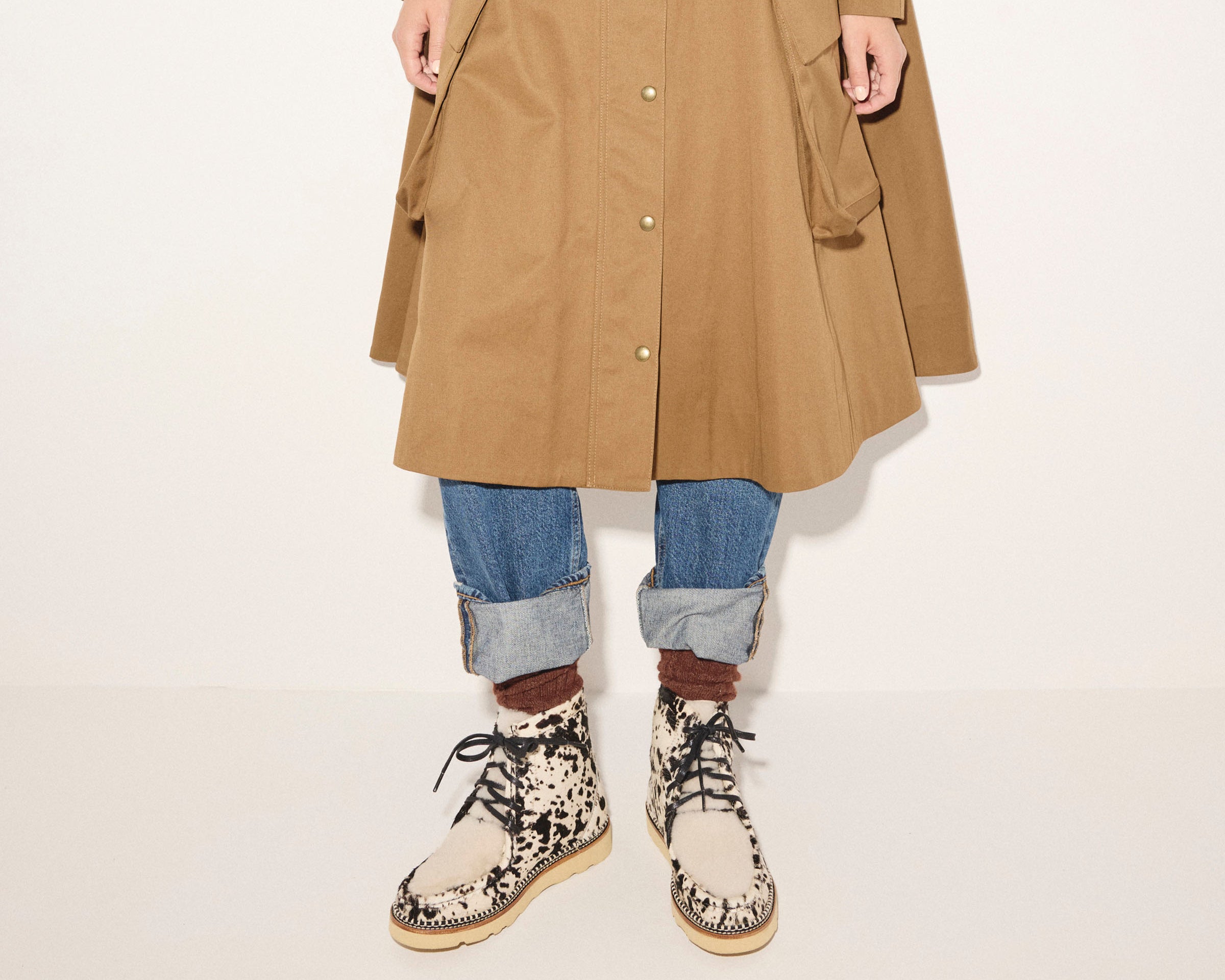 Freda Salvador Winnie cow hair calf shearling moccasin boot with plush lining