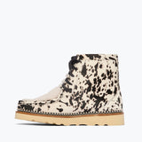 Freda Salvador Winnie cow hair calf moccasin boot with visible shearling lining