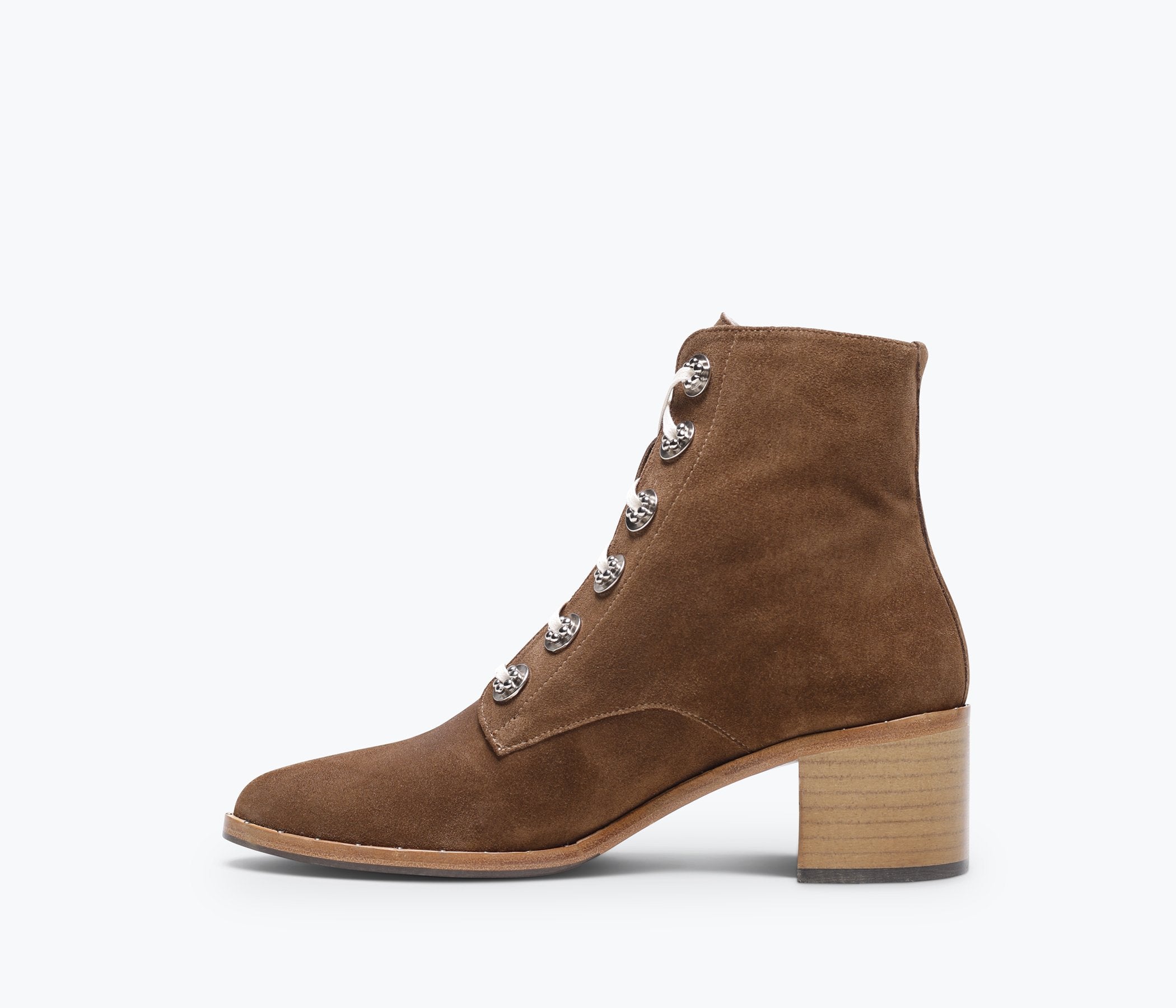 FRĒDA SALVADOR ACE lace-up boot with rugged leather design and sturdy sole, shown in a stylish, close-up view.