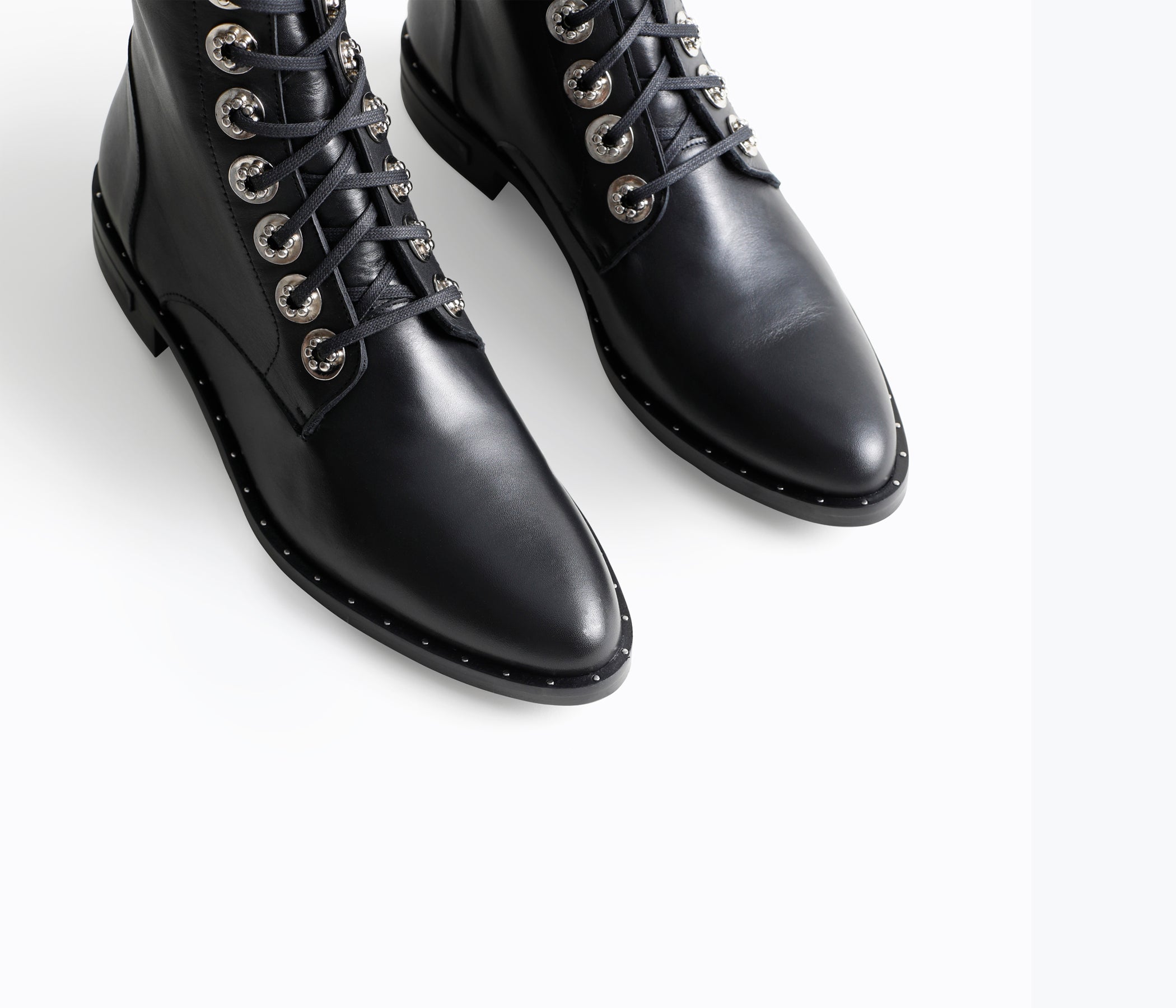 Freda Salvador RALF lace-up leather boot with chunky heel and stylish design, shown in black on a plain background.