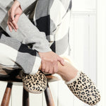 Freda Salvador James shearling slipper with cheetah print, featuring cozy shearling lining and stylish animal print design.
