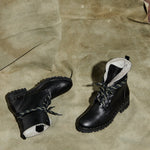 FRĒDA SALVADOR hike boot with shearling lining, showcasing rugged outdoor style and warm, textured leather material.