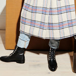 Freda Salvador Ralf lace-up boot in black leather with chunky sole and silver eyelets, stylish ankle boot for fall fashion.