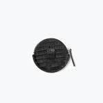 Freda Salvador JO Small Circle Pouch bag with back view, compact SLG design in smooth material, featuring a circular shape and subtle branding.