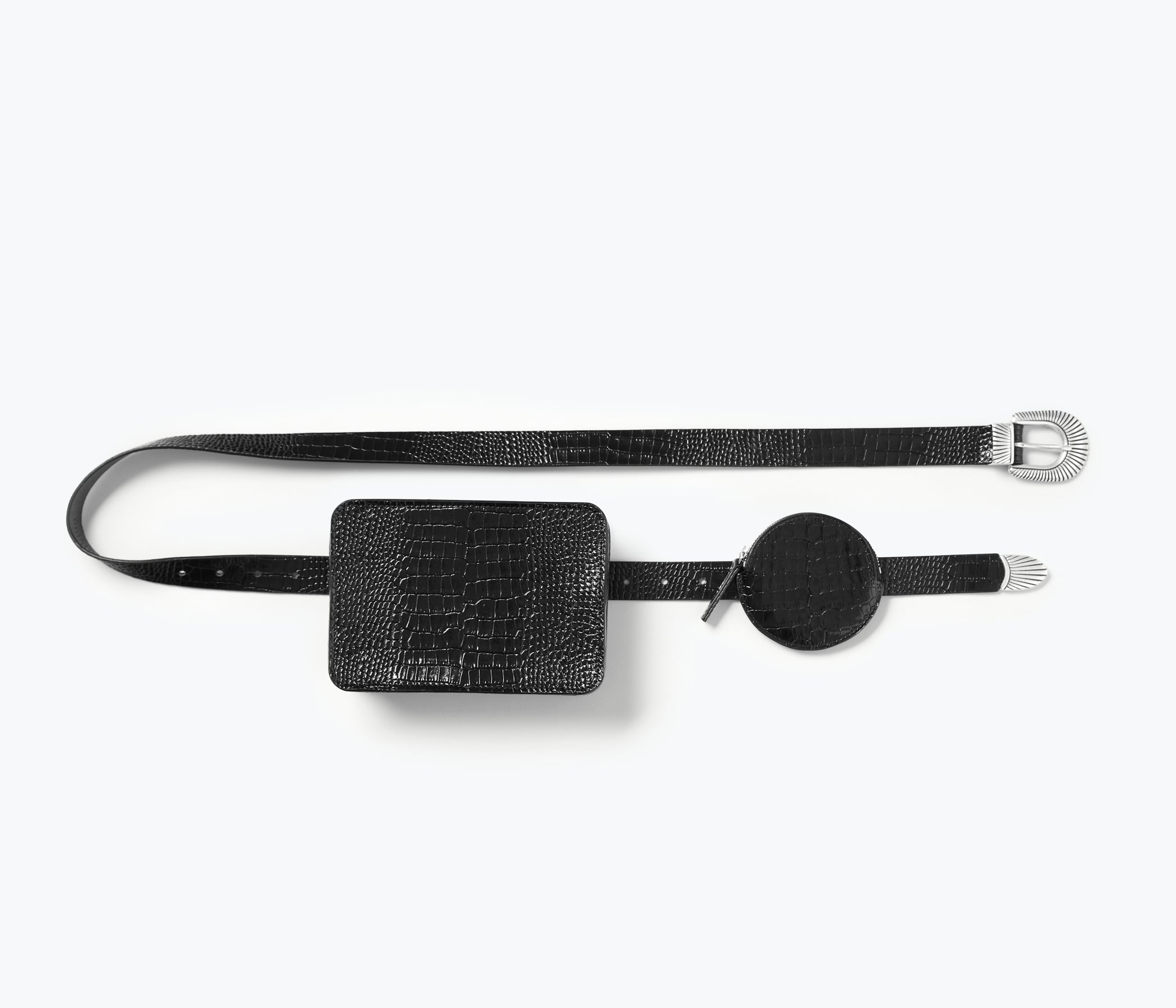 Freda Salvador JO small circle pouch bag with a short strap, compact SLG design, perfect for carrying essentials.
